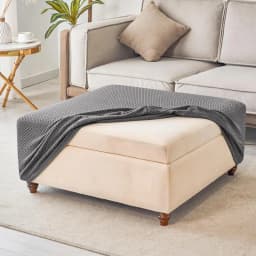 T-Shape Jacquard Square Stool Cover Ottoman Stool Cover Elastic Sofa Footrest Slipcovers for Living Room Office Home Decor