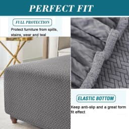 T-Shape Jacquard Square Stool Cover Ottoman Stool Cover Elastic Sofa Footrest Slipcovers for Living Room Office Home Decor