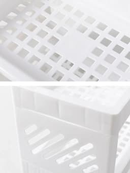 PP Desktop Double Layer Storage Rack Rectangular White Organizing Student Desk Office Cosmetics Stationery Shelf