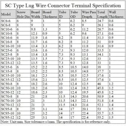 SC Type Wire Nose Terminal SC35 SC50 SC70 SC95 Bare Copper Battery Block Lugs Hole ID 6 8 10 12mm Crimp DTGA Cable End Connector
