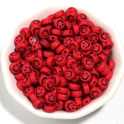 100pcs 7x3.5mm Mixed Happy Spacer Beads Happy Face Acrylic Beads For Jewelry Making Diy Bracelet Necklace Keychain Accessories
