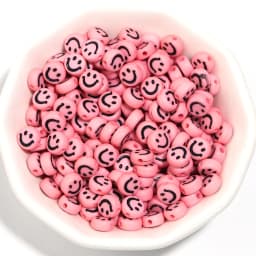 100pcs 7x3.5mm Mixed Happy Spacer Beads Happy Face Acrylic Beads For Jewelry Making Diy Bracelet Necklace Keychain Accessories