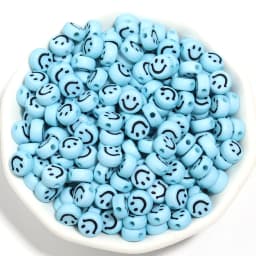 100pcs 7x3.5mm Mixed Happy Spacer Beads Happy Face Acrylic Beads For Jewelry Making Diy Bracelet Necklace Keychain Accessories