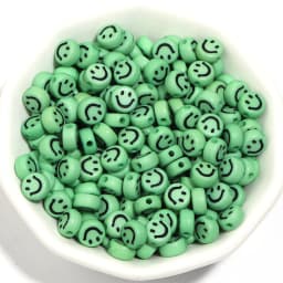 100pcs 7x3.5mm Mixed Happy Spacer Beads Happy Face Acrylic Beads For Jewelry Making Diy Bracelet Necklace Keychain Accessories