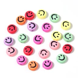 100pcs 7x3.5mm Mixed Happy Spacer Beads Happy Face Acrylic Beads For Jewelry Making Diy Bracelet Necklace Keychain Accessories