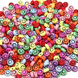 100pcs 7x3.5mm Mixed Happy Spacer Beads Happy Face Acrylic Beads For Jewelry Making Diy Bracelet Necklace Keychain Accessories