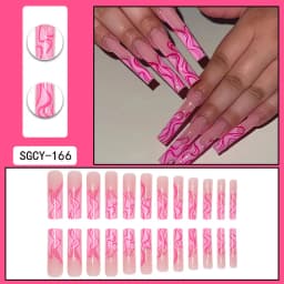 24 Pieces of Ultra Long Coffin Shaped Press on Nails French&Gradient&Flower Pattern 3D Butterfly Dot Diamond Glossy Fake Nails