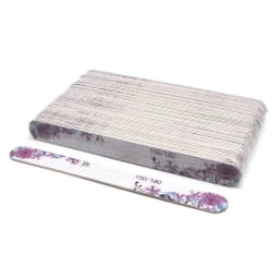 50 Pcs Flower Design Wooden Files Straight Strong Thick Professional Nail Art Files Buffer Polishing Manicure Nails Supplies
