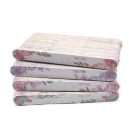 50 Pcs Flower Design Wooden Files Straight Strong Thick Professional Nail Art Files Buffer Polishing Manicure Nails Supplies