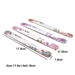 50 Pcs Flower Design Wooden Files Straight Strong Thick Professional Nail Art Files Buffer Polishing Manicure Nails Supplies