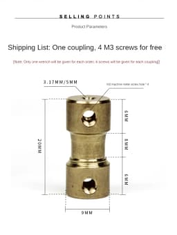 10PCS D9*L20 2mm/2.3mm/3mm/3.17mm/4mm/5mm/6mm Brass Flexible Motor Shaft Coupling Coupler Motor Transmission Connector