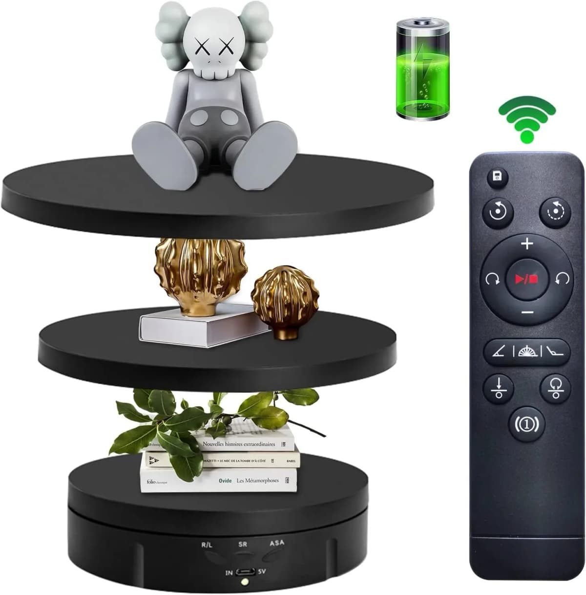 Jewelry Rotating Turntable, Remote Controlled Electric Rotating Display Stand, Suitable for Photography Products and Displays