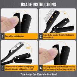 ( 1 Holder or 10/20 Blades )Straight shaver arm, men's folding manual shaver, men's shaver, razor sharp blade barber shop razor