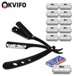 ( 1 Holder or 10/20 Blades )Straight shaver arm, men's folding manual shaver, men's shaver, razor sharp blade barber shop razor
