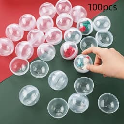 100pcs Clear Plastic Round Capsules Empty - Gumball Machine Capsules Bulk Clear Container Vending Prizes DIY Craft Supplies