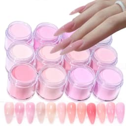 12Color Nude Pink 3In1 Professional Acrylic Powder Set 12Jar Dip & Acrylic Nail Extensions Structure Dust Acrylic Powders 10g