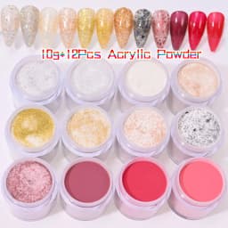 12Color Nude Pink 3In1 Professional Acrylic Powder Set 12Jar Dip & Acrylic Nail Extensions Structure Dust Acrylic Powders 10g