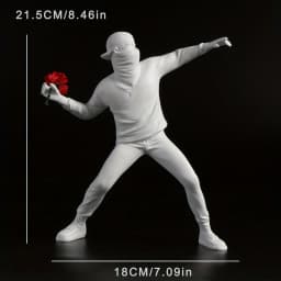 1 PC Resin Banksy Sculptures Flower Thrower Statue Home Decoration Desk Accessories Collectible Figurine Decorative Inter