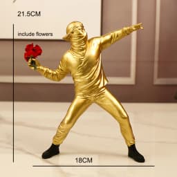 1 PC Resin Banksy Sculptures Flower Thrower Statue Home Decoration Desk Accessories Collectible Figurine Decorative Inter