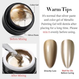 BORN PRETTY Metallic Painting Gel Nail Polish Chromes Gold Silver Metal Effect Super Bright Draw Line French Nail Gel 5ml