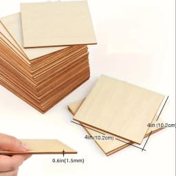 10Pcs Wood Square 4x4in Blank Wood Sheet for Crafts, Thin Unfinished Wood Squares for Wood Burning Painting Staining Wood Engrav