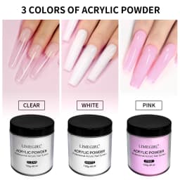 120g Acrylic Powder with Clear Pink White 3 Colors Nail Manicure Tips Nail Art Design Decoration Builder Tools