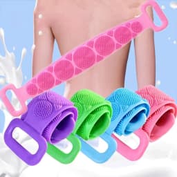 Silicone Body Scrubber Bath Brush, Exfoliating Shower Brush Bath Belt With Extra Long Strip And Handle For Easy Back Exfoliating