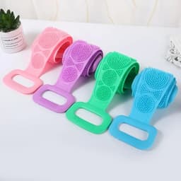 Silicone Body Scrubber Bath Brush, Exfoliating Shower Brush Bath Belt With Extra Long Strip And Handle For Easy Back Exfoliating