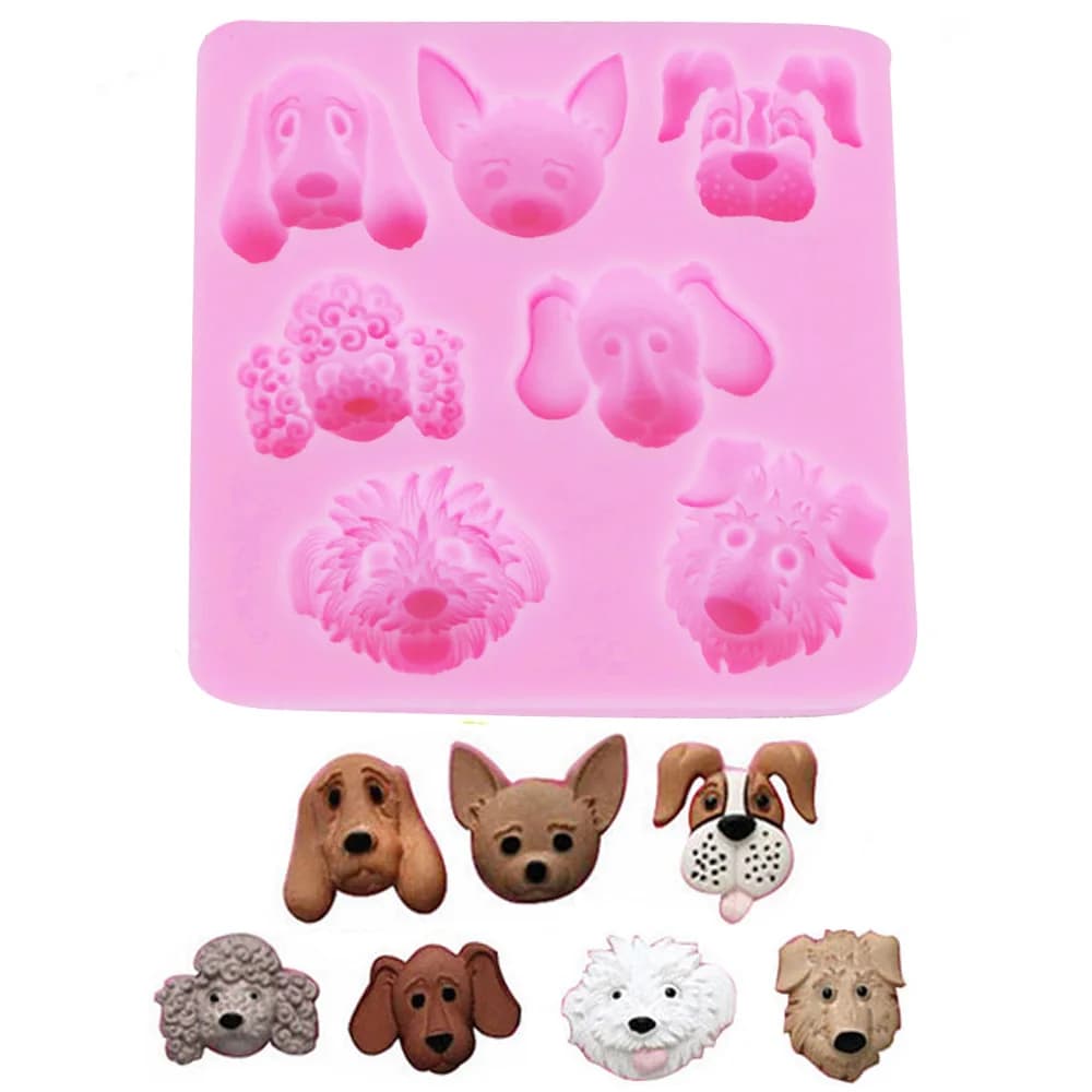 Dog Head Silicone Moulds Flexible Food Safe Form- Clay Resin Ceramics Sugar Fondant Candy Chocolate Soap Clay Molds M141