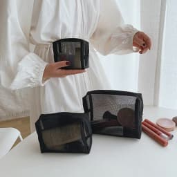 1Pcs Female Make Up Pouch Portable Small Large Toiletry Beauty Case Women Mesh Cosmetic Bag Travel Storage Makeup Bag Organizer