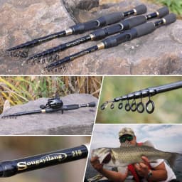 Sougayilang Telescopic Fishing Rod 1.8-2.4m Ultralight Spinning/Casting Rod for Fishing Carbon Fiber Fishing Pole Tackle Pesca