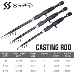 Sougayilang Telescopic Fishing Rod 1.8-2.4m Ultralight Spinning/Casting Rod for Fishing Carbon Fiber Fishing Pole Tackle Pesca