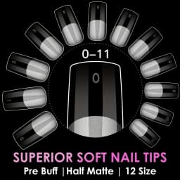 600pcs Soft Gel Nail Tips, Half Matte Clear Acrylic Nail Tips Pre-shaped False Nail Tips For Nail Extension Manicure Tools