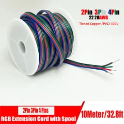 22AWG 20 AWG 2/3/4 Pin Conductor Wire with Spool, PVC 300V 80°C Household Electronics Wire (32.8FT) for LED Strip Cables