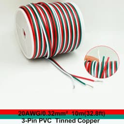 22AWG 20 AWG 2/3/4 Pin Conductor Wire with Spool, PVC 300V 80°C Household Electronics Wire (32.8FT) for LED Strip Cables