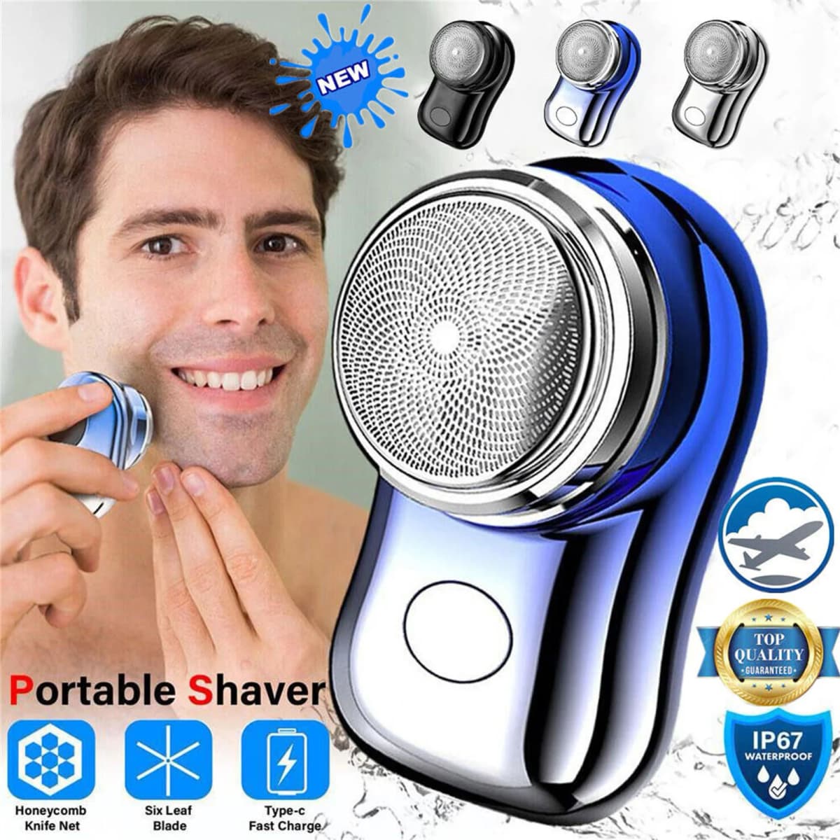 Nose Hair Beard Trimmer Clippers Cordless Rechargeable Rotary Shavers Nice Gift for Father or Boyfriend