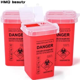 6/3/1PCS Waste Bin Collection Container 1L Plastic Tattoo Waste Box Medical Supplies Container Tattoo Needle Tip Accessories