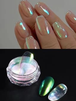 1 G 1 PCS Nail Powder Nail Pigment Holographic Mirrorlridescent Mermaid Rubbing Dust Glitter Gel Polish Manicure Decoration
