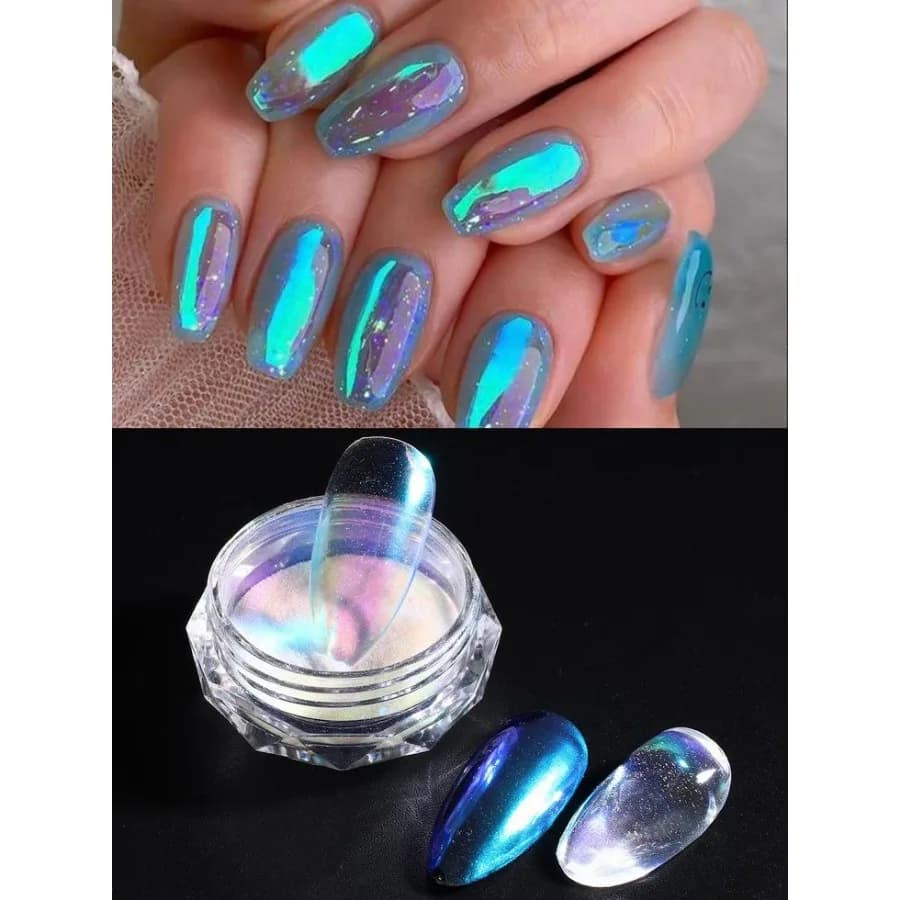 1 G 1 PCS Nail Powder Nail Pigment Holographic Mirrorlridescent Mermaid Rubbing Dust Glitter Gel Polish Manicure Decoration