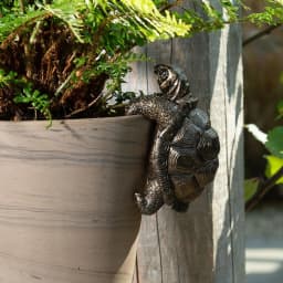 Rustic Resin Turtle Planter Pendant, Garden Statue, Outdoor Bonsai Flower Pot Decor, Creative Turtle Sculpture For Garden