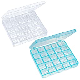 25 Grid Blue Clear Empty Bobbins Storage Box Plastic Bobbins Spool Storage Box For Household DIY Sewing Machine Accessories Tool