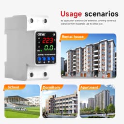 GEYA GPS6 Din Rail Adjustable Over Voltage Under Voltage Protection Device 40A 63A 80A 220VAC Digital Display Voltage Protector