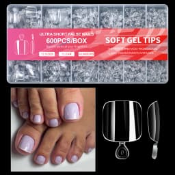 600pcs/Boxed Ultra Short French False Press On Acrylic Nails Tips Almond Square Traceless Manicure Salon Home DIY Fake Nail