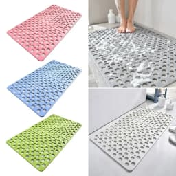 Slip Anti Mould Rubber Anti Slip Bath Mat with Drain Holes Machine Washable Antibacterial Resistant Shower Mat for Shower or Tub