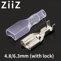 50/100Pcs Electric Wire Connectors Set 4.8/6.3mm With Lock Female and Male Crimp Terminal Connector Brass Silver Car Speaker