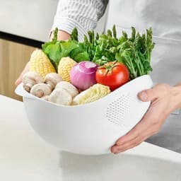 1PC-Silicone Colander Rice Bowl Drain Basket Fruit Bowl Washing Drain Basket with Handle Washing Basket Home Kitchen Organizer
