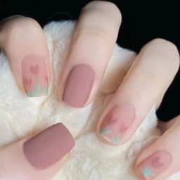 24Pcs Short Almond Press-On Nails Pink Floral French Tip Glossy&Elegant Full Cover Fake Nails for Women&Girls Spring,Daily Wear