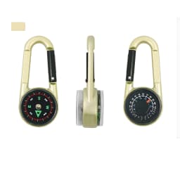 ZHUOHUA 1Pc Compass Thermometer Carabiner 3 in 1 Mini Compass Carabiner Clip Outdoor Hiking Survival Key Ring Double Sided Metal