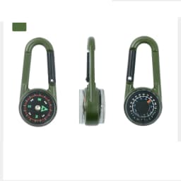 ZHUOHUA 1Pc Compass Thermometer Carabiner 3 in 1 Mini Compass Carabiner Clip Outdoor Hiking Survival Key Ring Double Sided Metal