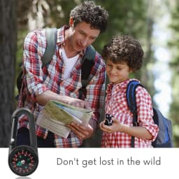 ZHUOHUA 1Pc Compass Thermometer Carabiner 3 in 1 Mini Compass Carabiner Clip Outdoor Hiking Survival Key Ring Double Sided Metal